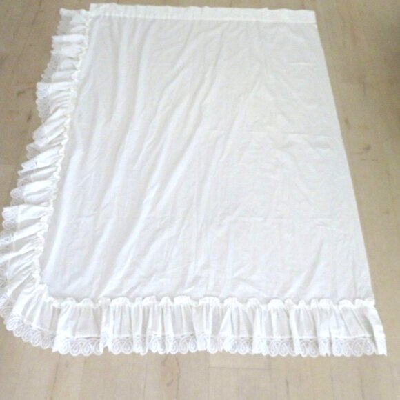 Pair of 2 White Lace Ruffle Curtain Drape Panels 44" x 62" Cottage Shabby Chic - Picture 7 of 16